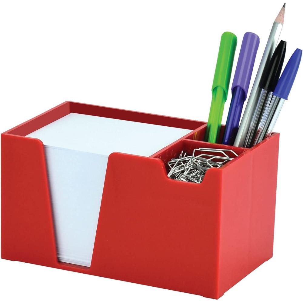 imageAcrimet Desktop Organizer Pencil Pen Paper Clip Caddy Holder Plastic White Paper Included Solid Red Color