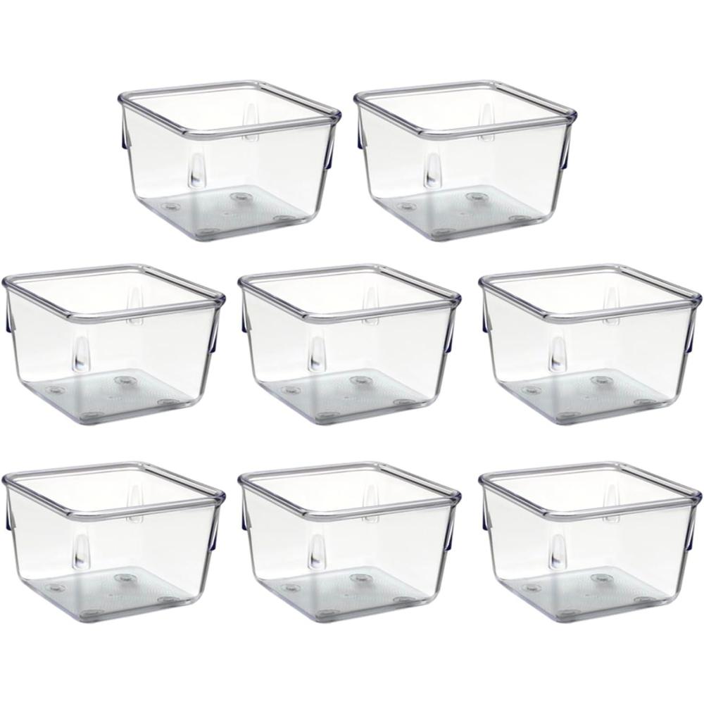 imageAcrimet Drawer Organizer Modular Box Tray Storage Bins for Office Home Makeup Kitchen Junk Drawer 8 Pieces Clear Crystal Plastic