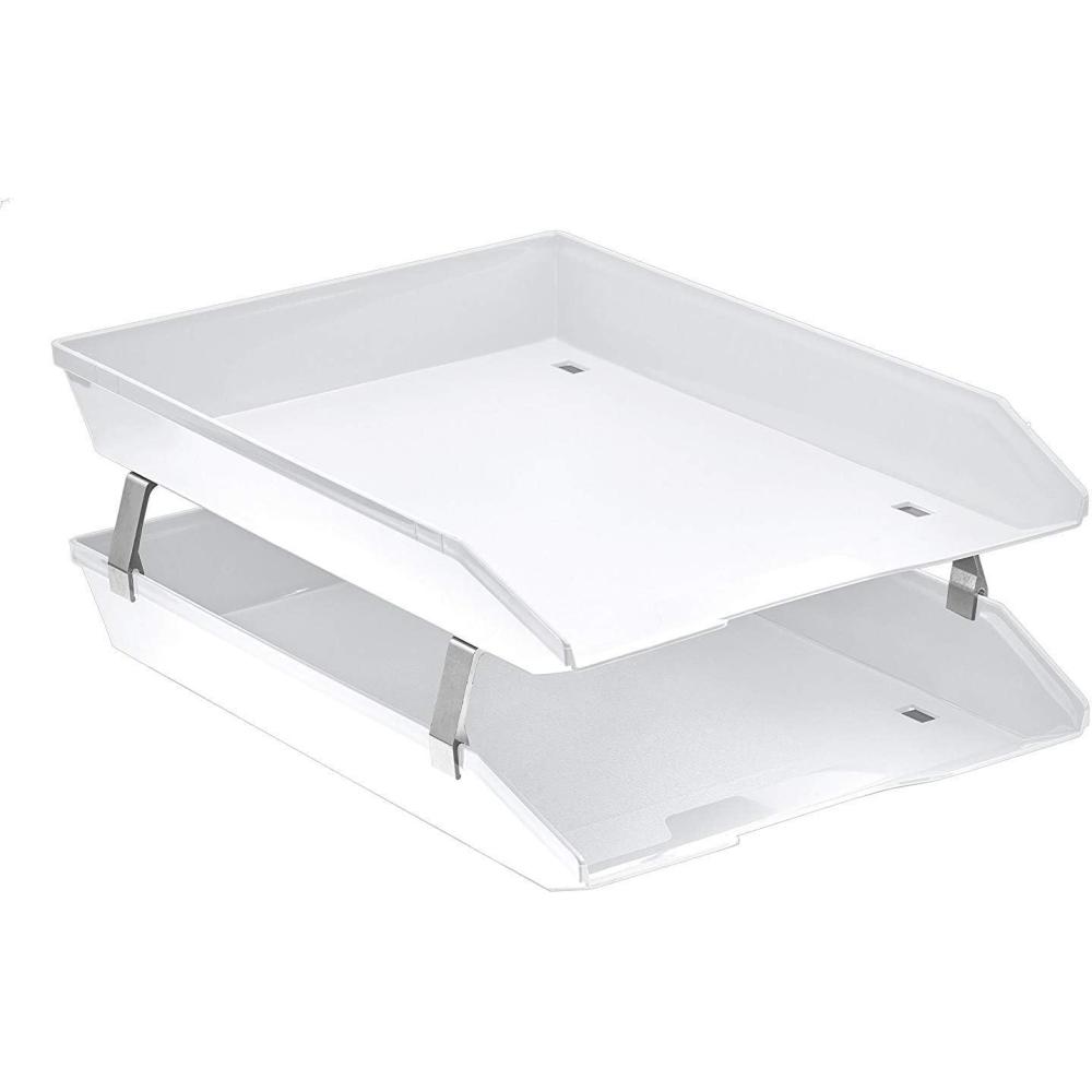 imageAcrimet Facility 2 Tier Letter Tray Front Load Letter SizeA4 Desktop File Organizer Plastic White Color