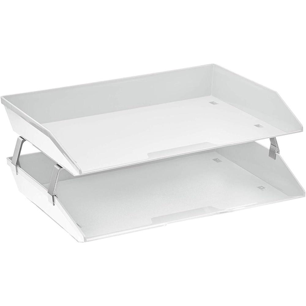 imageAcrimet Facility 2 Tier Letter Tray Side Load Letter SizeA4 Desktop File Organizer Plastic White Color