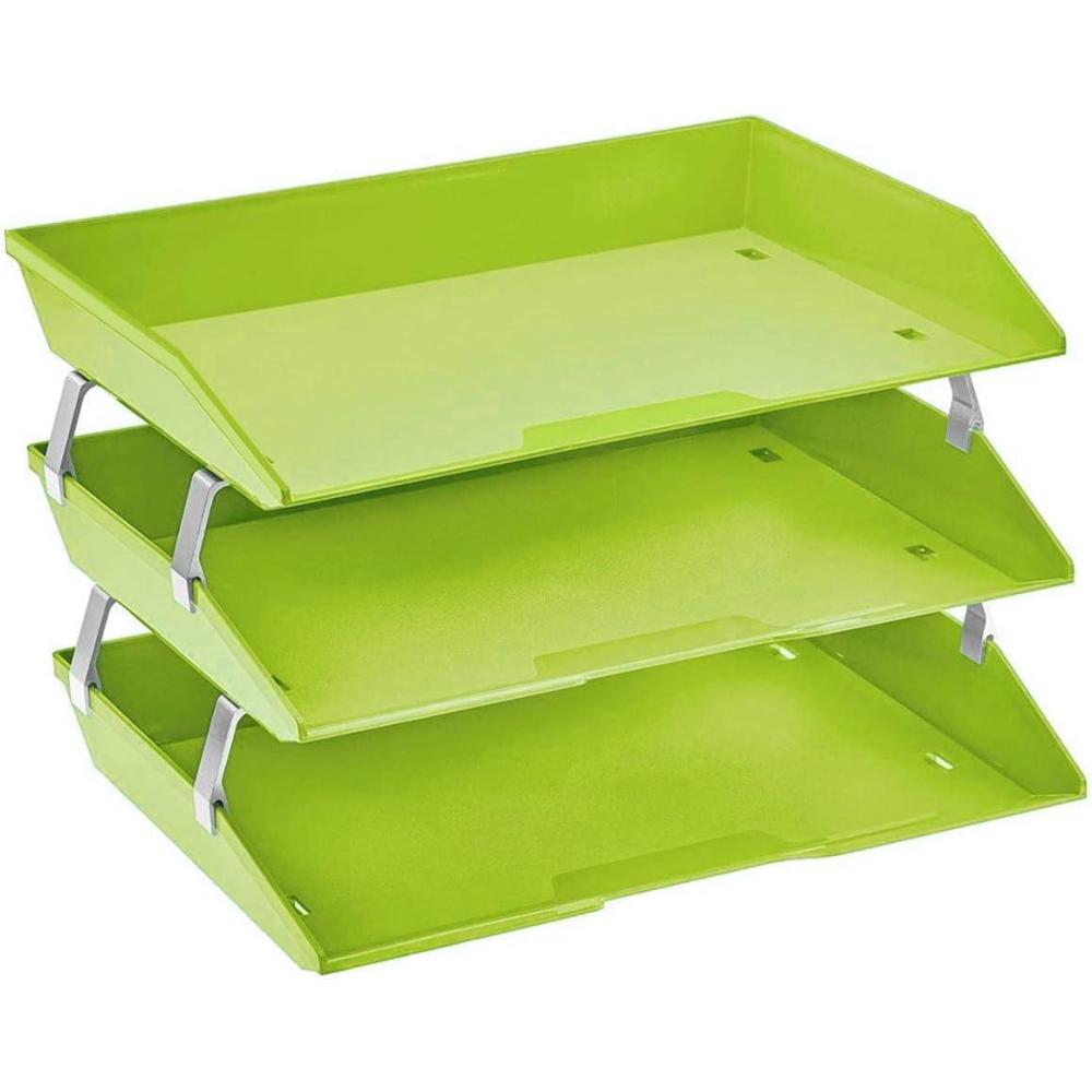 imageAcrimet Facility 3 Tier Letter Tray Side Load Letter SizeA4 Desktop File Organizer Plastic Green Citrus Color