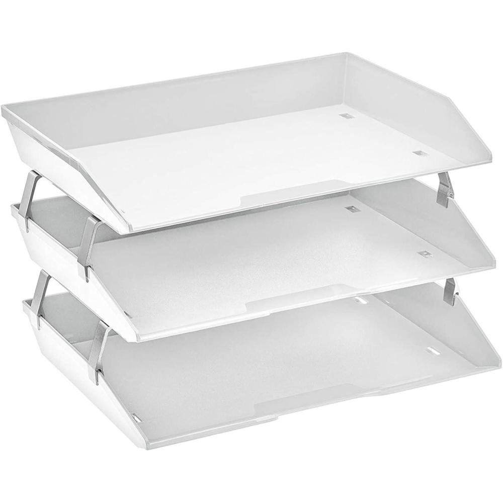 imageAcrimet Facility 3 Tier Letter Tray Side Load Letter SizeA4 Desktop File Organizer Plastic White Color