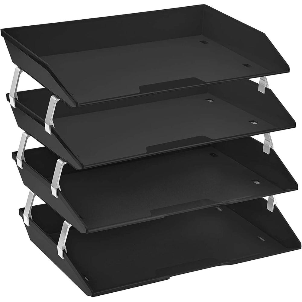 imageAcrimet Facility 4 Tier Letter Tray Side Load Letter SizeA4 Desktop File Organizer Plastic Black