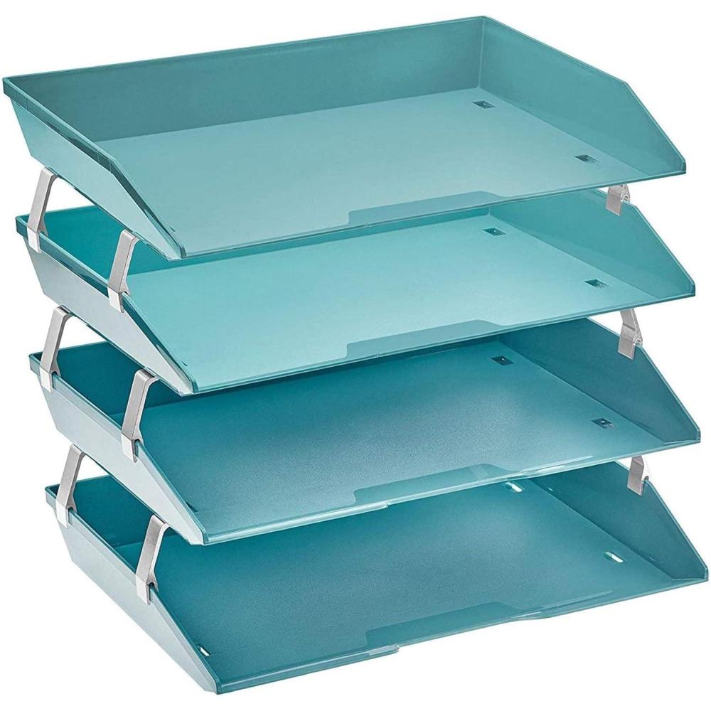 imageAcrimet Facility 4 Tier Letter Tray Side Load Letter SizeA4 Desktop File Organizer Plastic Solid Green