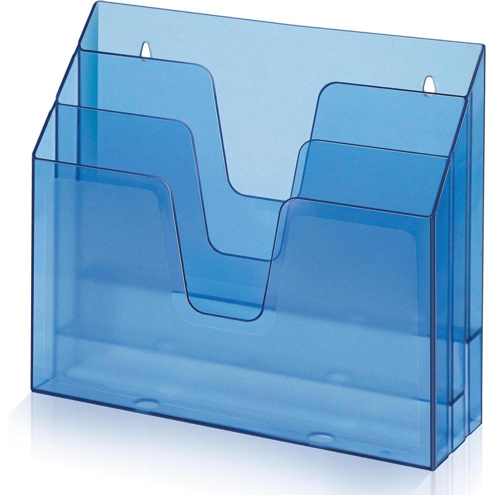 imageAcrimet Horizontal Triple File Folder Holder Organizer Clear Blue Color