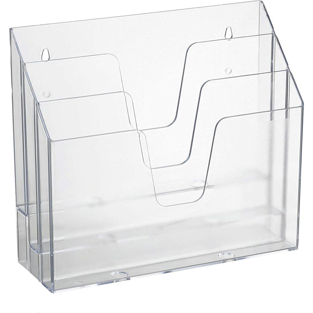 imageAcrimet Horizontal Triple File Folder Holder Organizer Clear Crystal Color