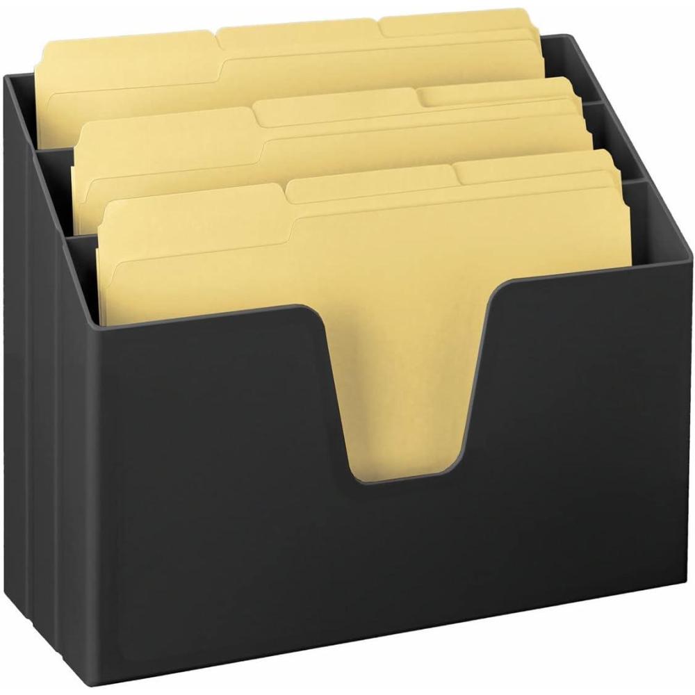imageAcrimet Horizontal Triple File Folder Holder Organizer Manila Folders Letter Size Included Black Color