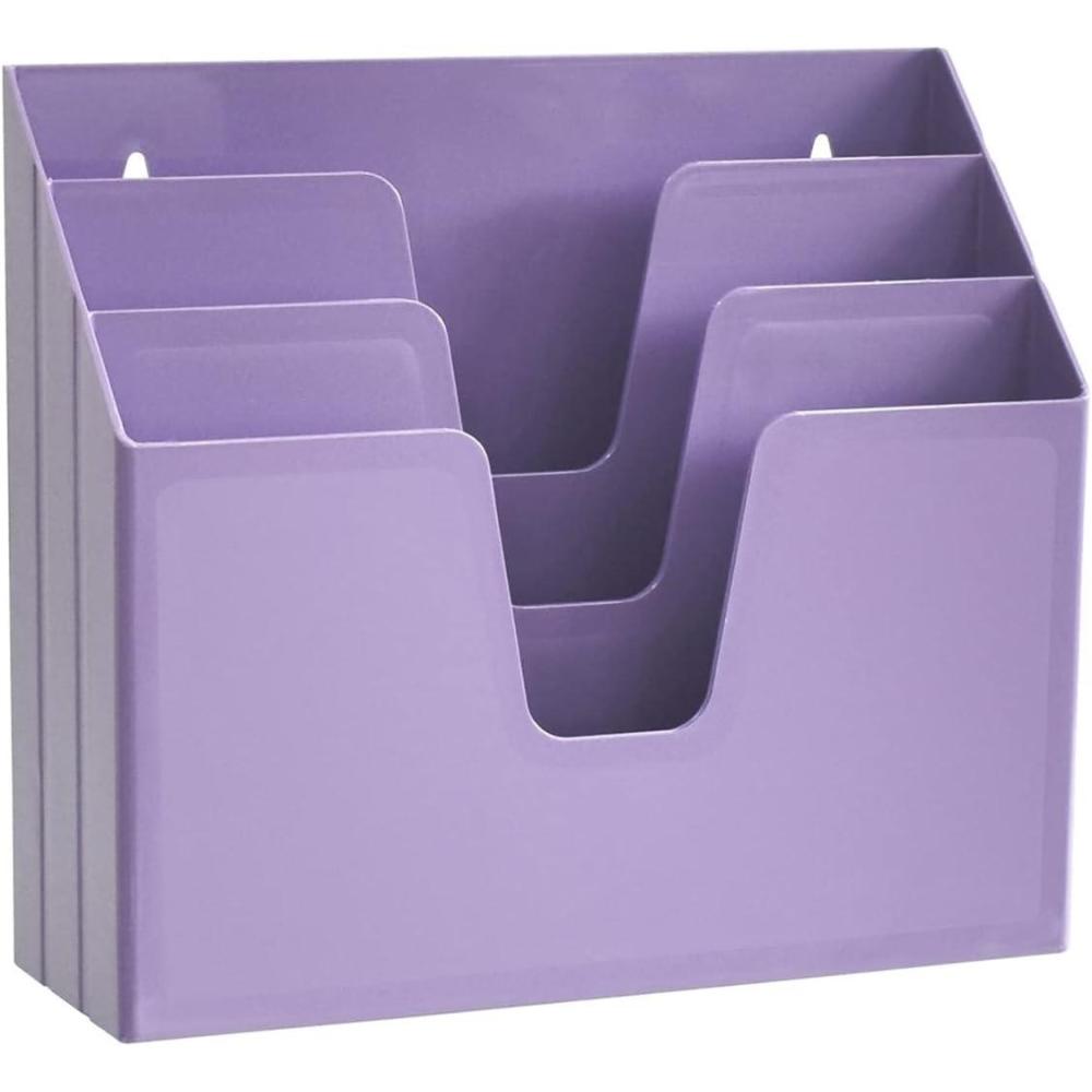imageAcrimet Horizontal Triple File Folder Holder Organizer Solid Red ColorPurple