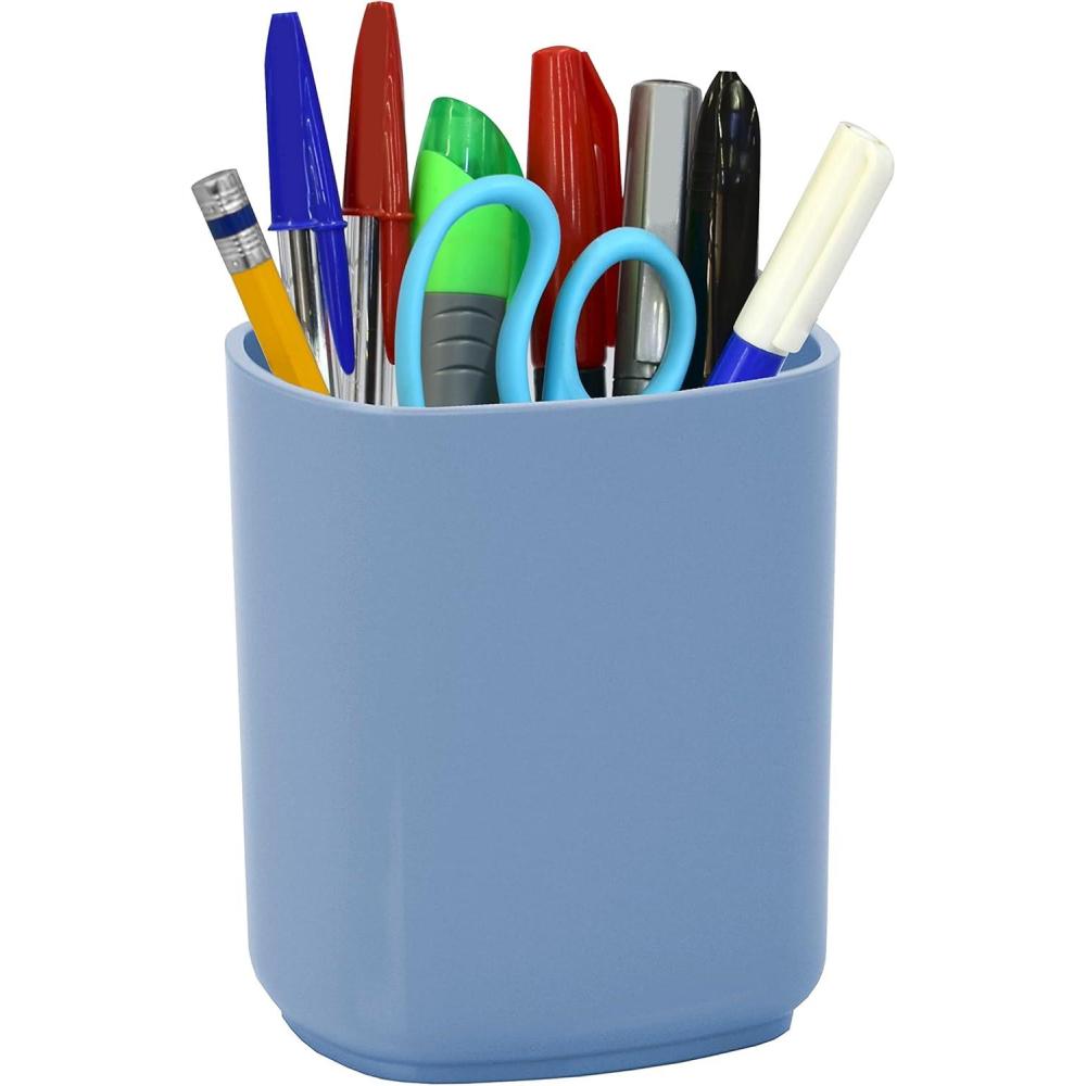 imageAcrimet Jumbo Pencil Holder Pen Cup Caddy SuperSized Desktop Organizer for Students Artists and Professionals Plastic Solid Blue Color