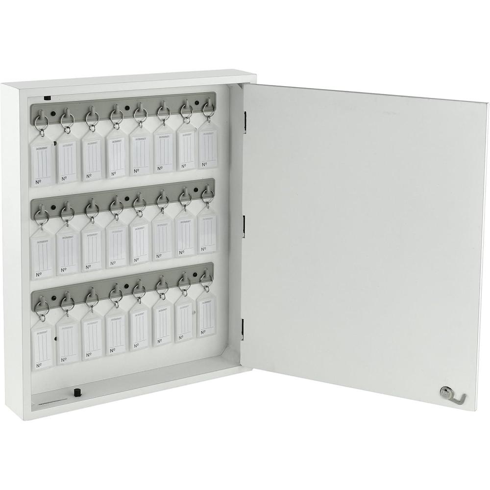 imageAcrimet Key Cabinet Organizer 24 Positions with Lock Wall Mount 24 Crystal Tags Included White CabinetWhite