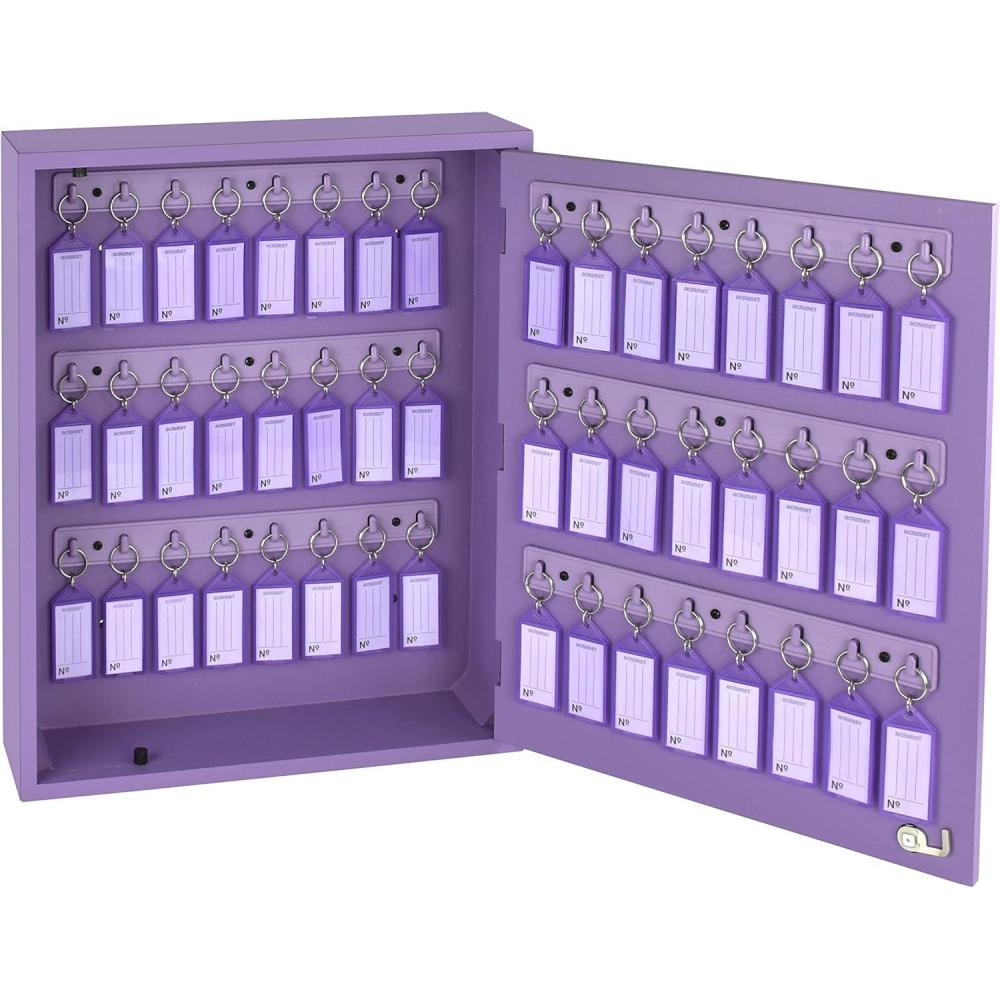 imageAcrimet Key Cabinet Organizer 48 Positions with Lock Wall Mount 48 Purple Tags Included Purple Cabinet