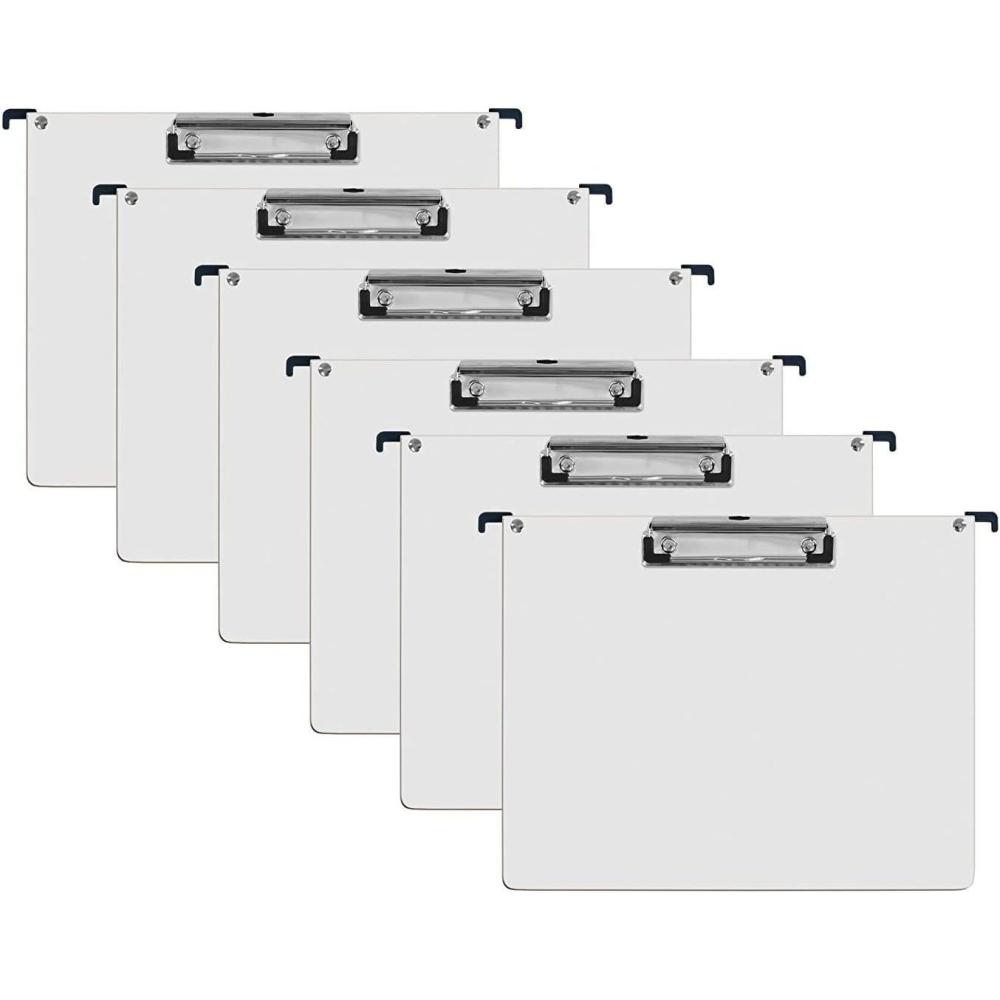imageAcrimet Landscape Hanging File Folder Clipboard  Letter Size MDF Board with Low Profile Clip ampamp Side Hooks  Fits File Drawers Boxes ampamp Cabinets  White Front with Black Hooks  6 Pack