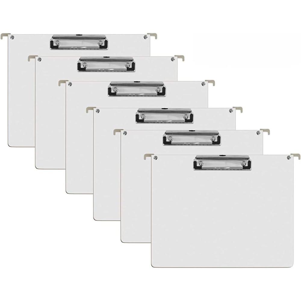 imageAcrimet Landscape Hanging File Folder Clipboard  Letter Size MDF Board with Low Profile Clip ampamp Side Hooks  Fits File Drawers Boxes ampamp Cabinets  White Front with Beige Hooks  6 Pack