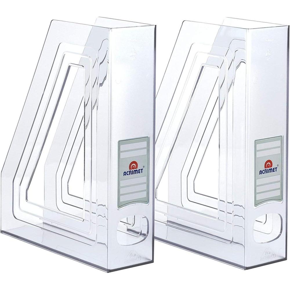 imageAcrimet Magazine File Holder Durable Rack SpaceSaving Organizer Plastic Clear Crystal Color 2 pack
