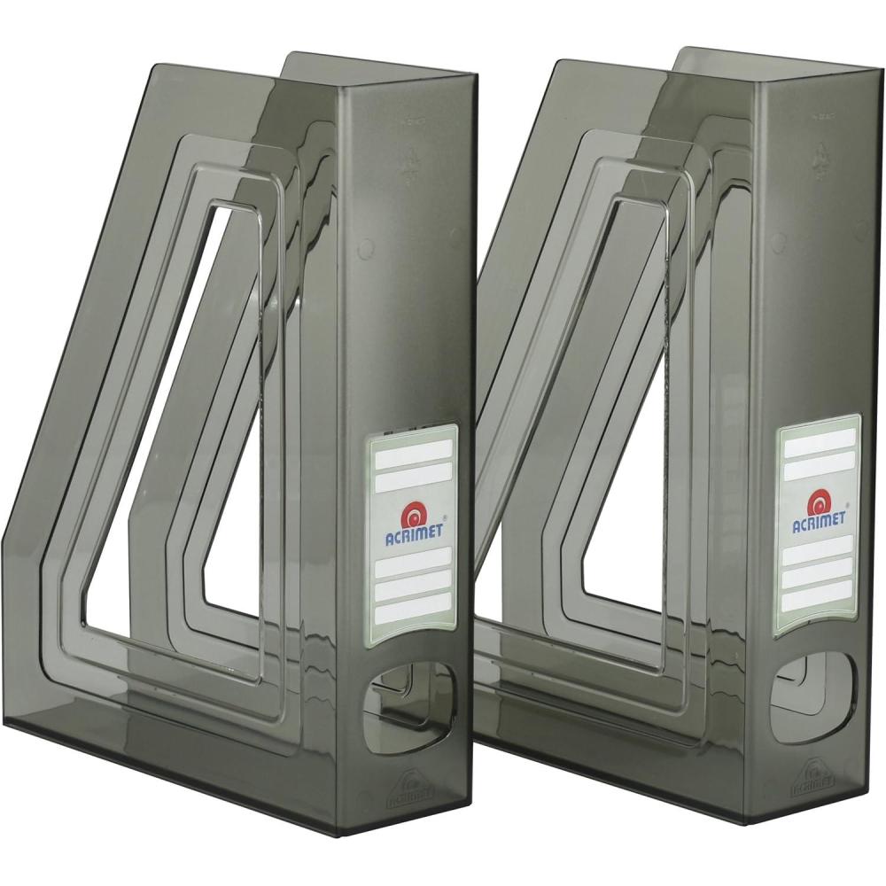 imageAcrimet Magazine File Holder Durable Rack SpaceSaving Organizer Plastic Smoke Color 2 packSmoke