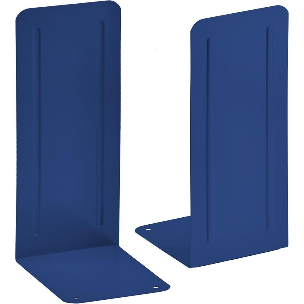 imageAcrimet Metal Bookends Jumbo Size 9quot H x 4quot W x 412quot D NonSkid Book Stand for Shelves Heavy Duty Book Stopper Deep Blue 1 Pair
