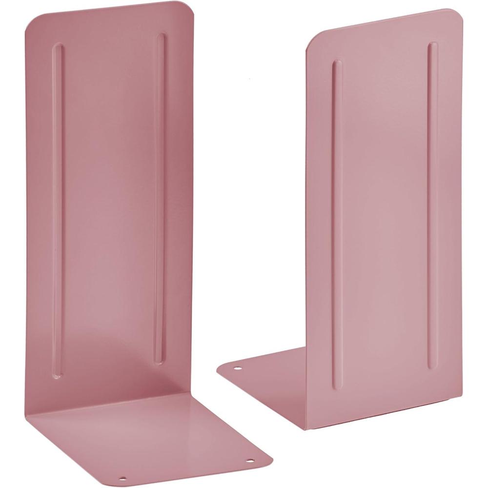 imageAcrimet Metal Bookends Jumbo Size 9quot H x 4quot W x 412quot D NonSkid Book Stand for Shelves Heavy Duty Book Stopper Pink 1 PairPink