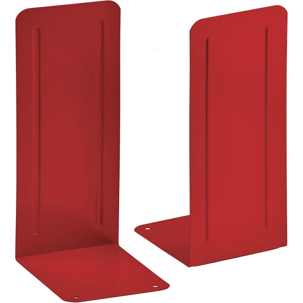 imageAcrimet Metal Bookends Jumbo Size 9quot H x 4quot W x 412quot D NonSkid Book Stand for Shelves Heavy Duty Book Stopper Pink 1 PairRed