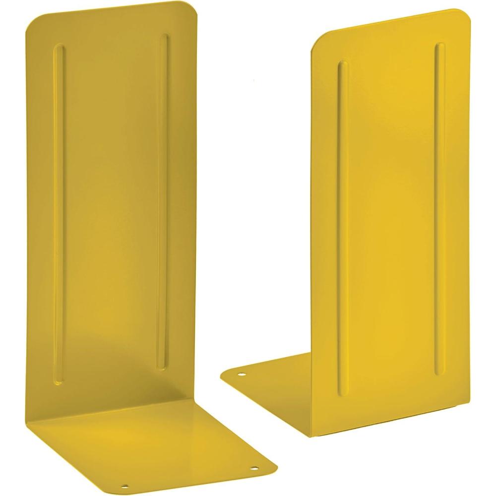 imageAcrimet Metal Bookends Jumbo Size 9quot H x 4quot W x 412quot D NonSkid Book Stand for Shelves Heavy Duty Book Stopper Yellow 1 Pair
