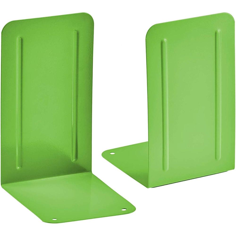 imageAcrimet Metal Bookends NonSkid Book Stand for Shelves Heavy Duty Book Stopper 678quot H x 4quot W x 412 D Green Citrus 1 PairGreen Citrus