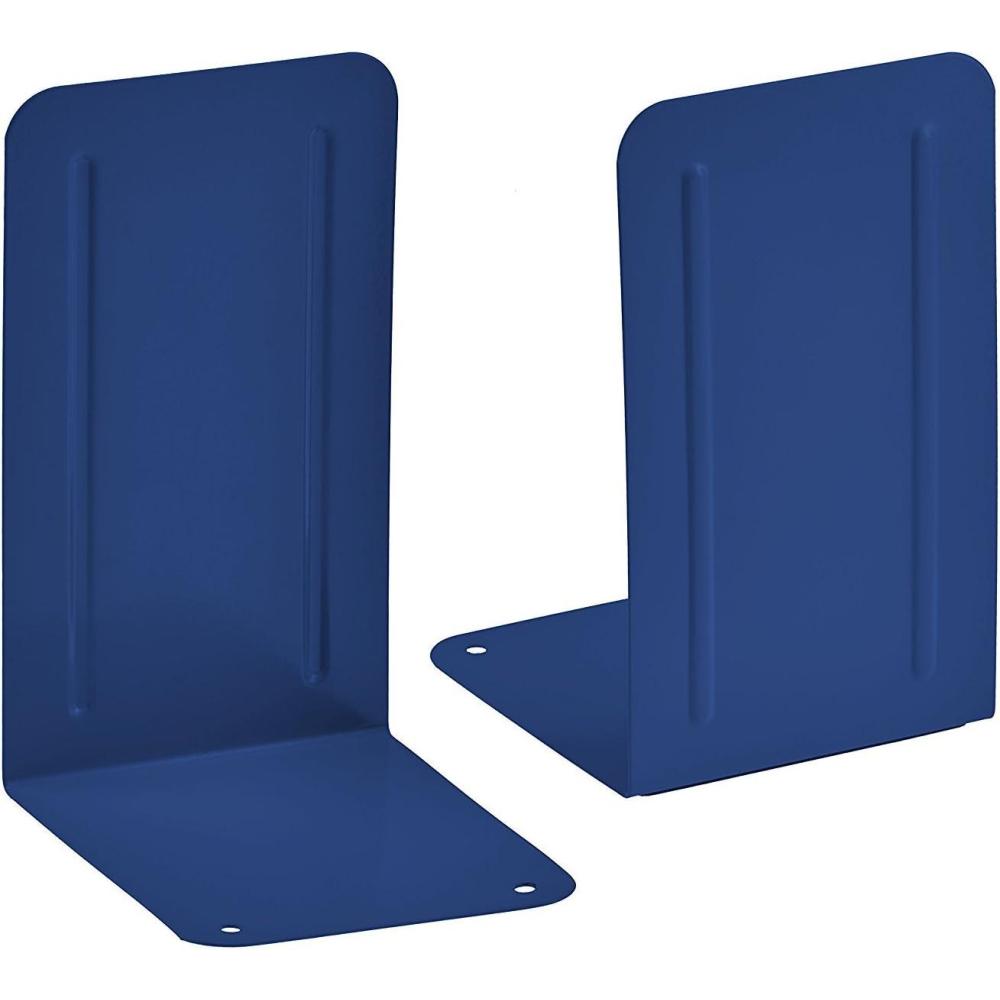 imageAcrimet Metal Bookends NonSkid Book Stand for Shelves Heavy Duty Book Stopper 678quot H x 4quot W x 412 D Pink 1 PairDk Blue