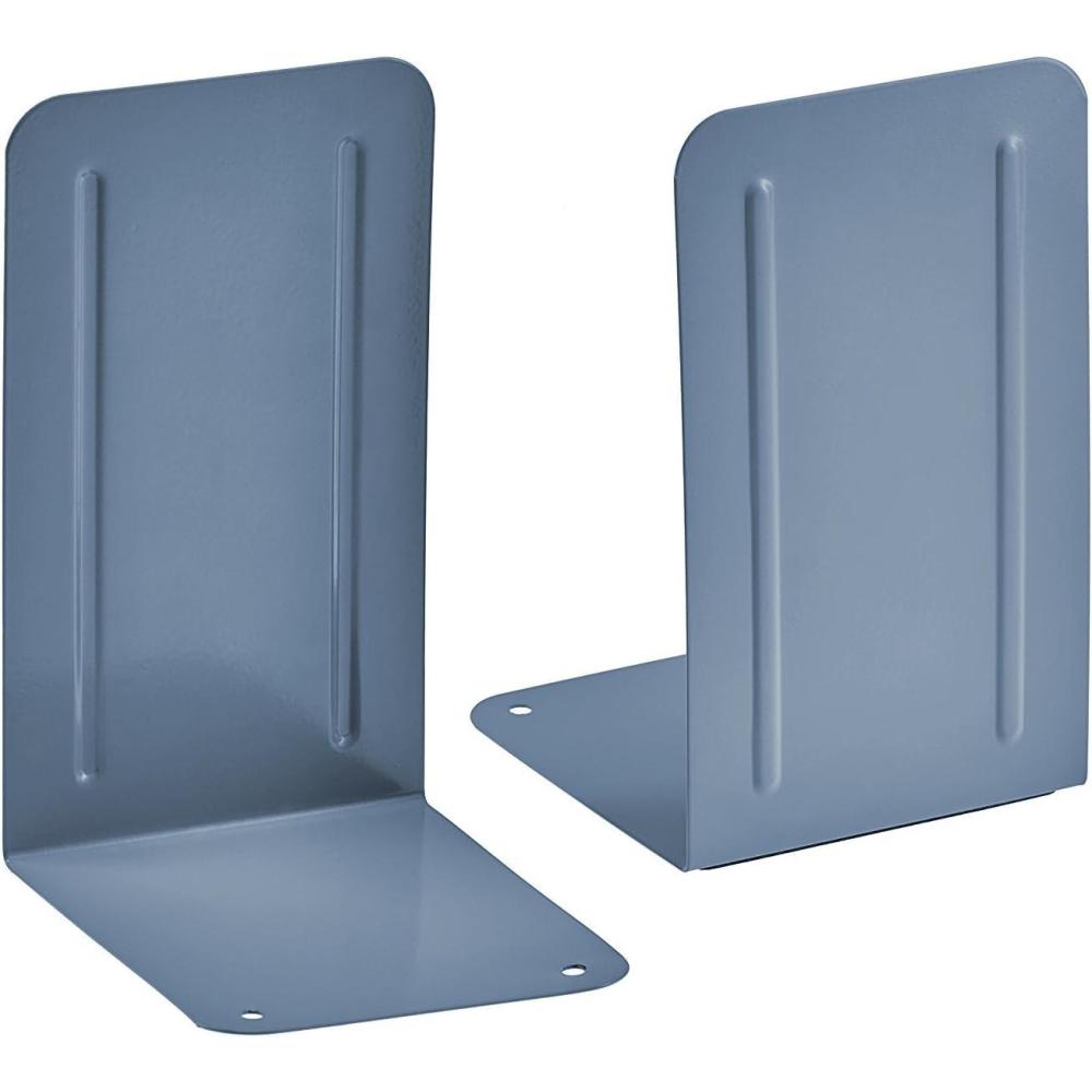 imageAcrimet Metal Bookends NonSkid Book Stand for Shelves Heavy Duty Book Stopper 678quot H x 4quot W x 412 D Silver 1 PairBlue