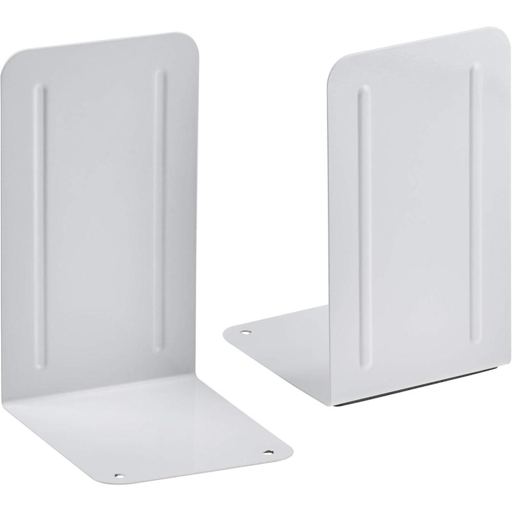 imageAcrimet Metal Bookends NonSkid Book Stand for Shelves Heavy Duty Book Stopper 678quot H x 4quot W x 412 D Yellow 1 PairWhite