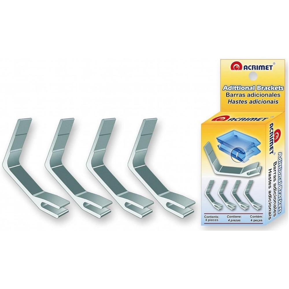 imageAcrimet Metal Support Brackets  Refill Set for Acrimet Facility Letter Trays Sturdy Metal Construction Silver Color 4 Pieces Adds 1 Level