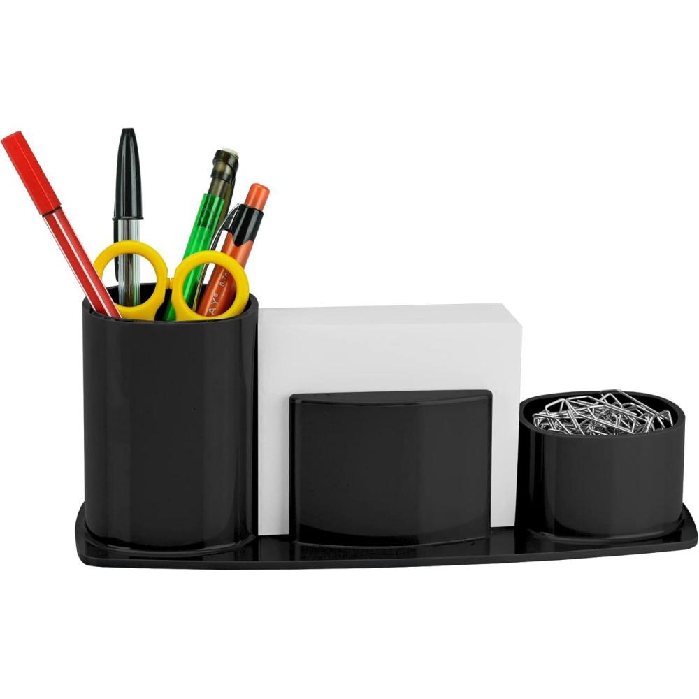 imageAcrimet Millennium Desktop Organizer Holder for Pen Pencil Clip Paper and Desk Accessories Plastic Paper Included Black Color