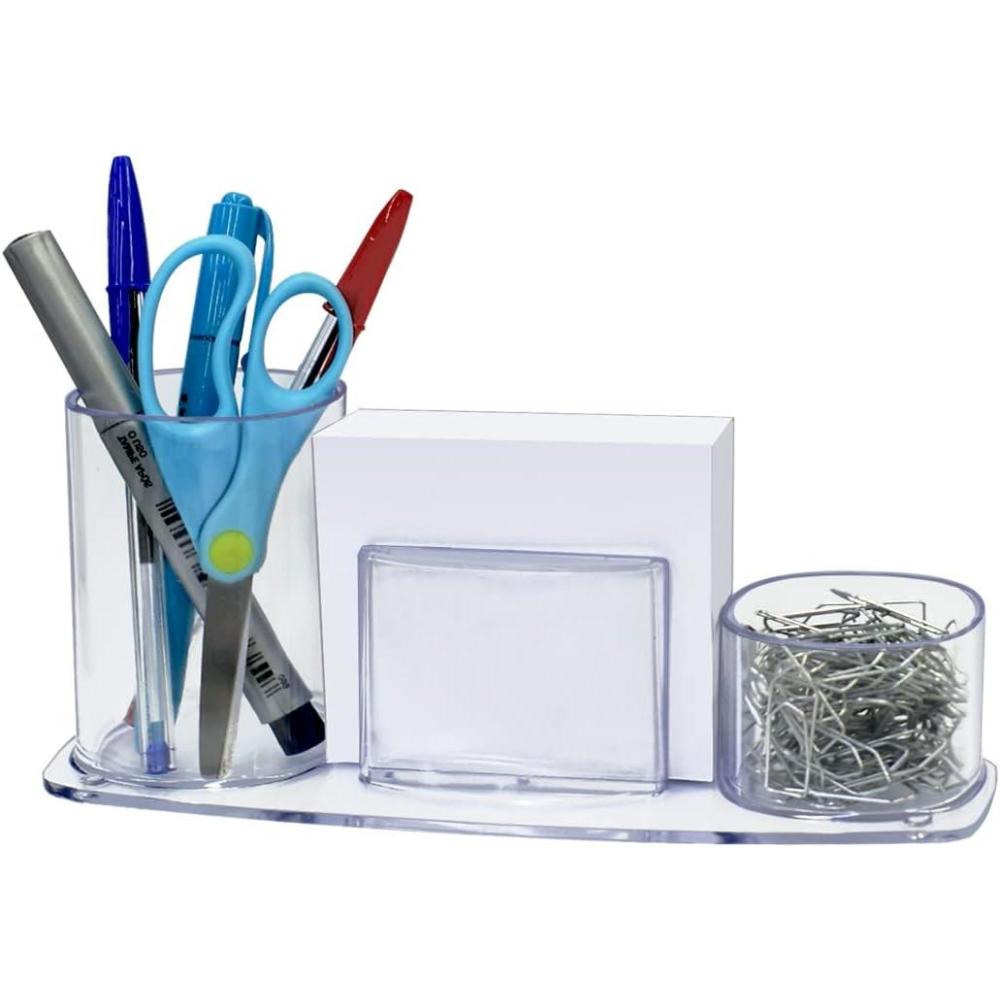 imageAcrimet Millennium Desktop Organizer Holder for Pen Pencil Clip Paper and Desk Accessories Plastic Paper Included Clear Crystal ColorCrystal