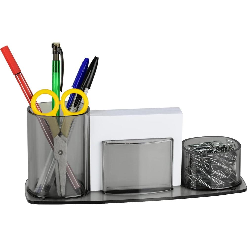 imageAcrimet Millennium Desktop Organizer Holder for Pen Pencil Clip Paper and Desk Accessories Plastic Paper Included Clear Crystal ColorSmoke