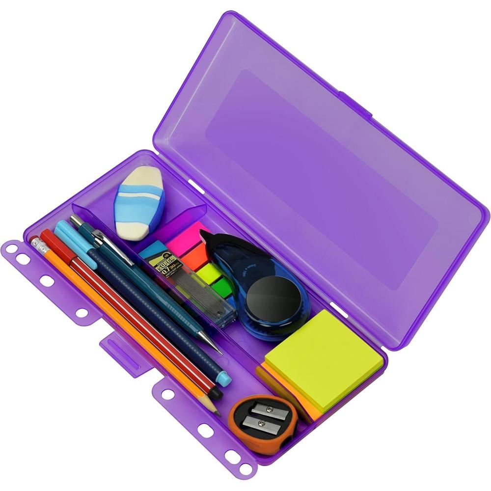imageAcrimet Pencil Pouch for Binder Plastic Pencil Case Storage Supplies Purple Color
