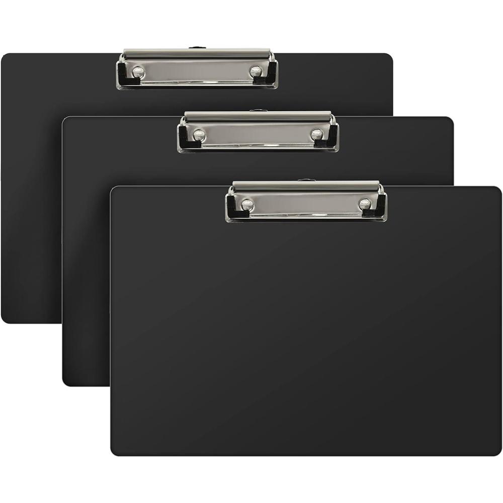 imageAcrimet Plastic Clipboard Landscape Letter Size A4 Low Profile Clip 9 116 x 13 38 Black Color 3 Pack