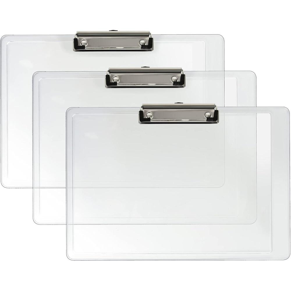 imageAcrimet Plastic Clipboard Landscape Letter Size A4 Low Profile Clip 9 116 x 13 38 Clear Crystal Color 3 Pack
