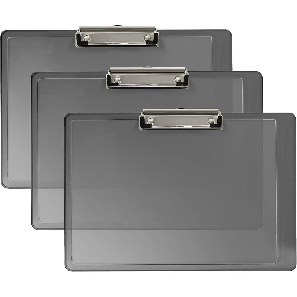 imageAcrimet Plastic Clipboard Landscape Letter Size A4 Low Profile Clip 9 116 x 13 38 Smoke Color 3 Pack