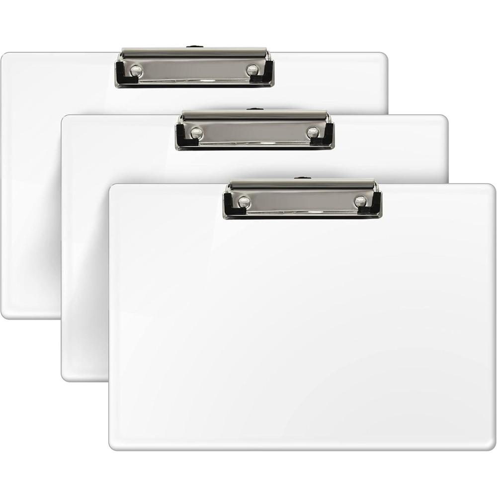imageAcrimet Plastic Clipboard Landscape Letter Size A4 Low Profile Clip 9 116 x 13 38 White Color 3 Pack