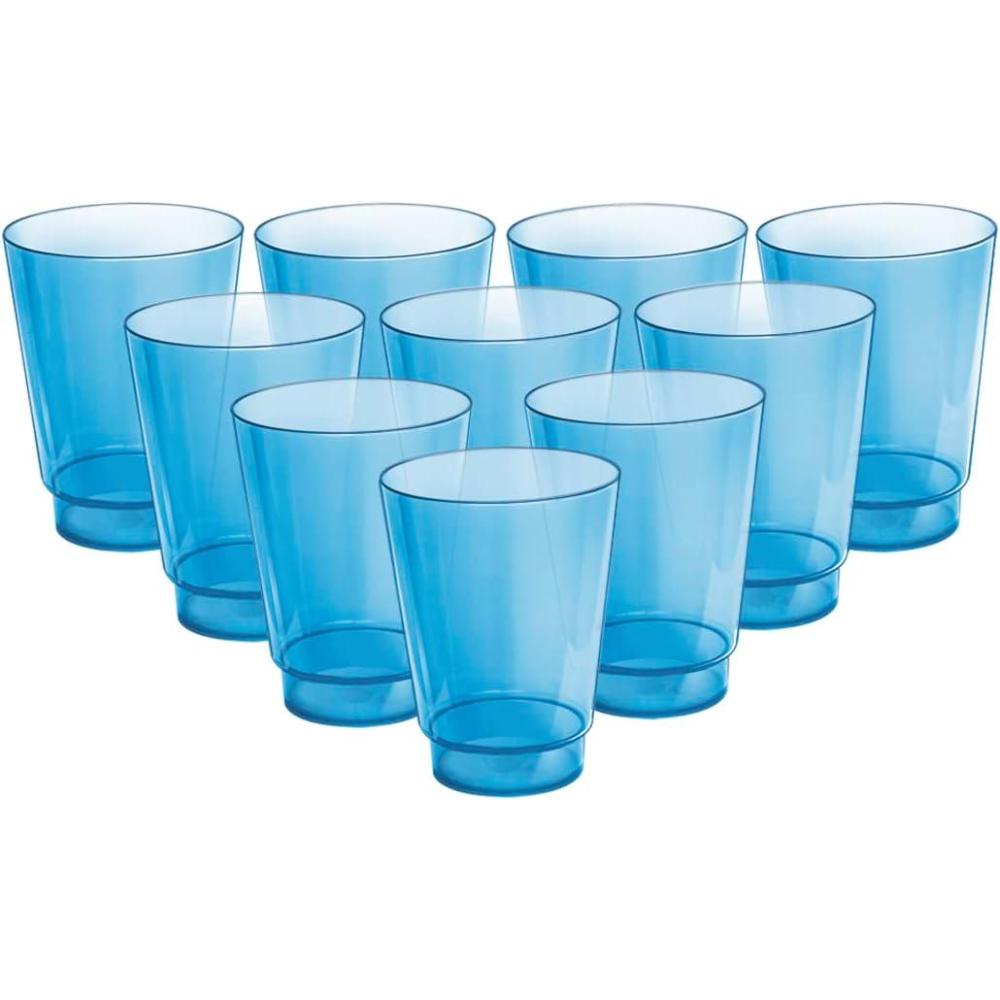 imageAcrimet Plastic Cup Reusable 10oz  300ml Tumbler Water Machine Washable Stackable Beverage Tumblers Drinking Cup Shatterproof Durable Blue Color Set of 10