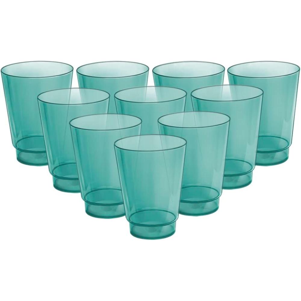 imageAcrimet Plastic Cup Reusable 10oz  300ml Tumbler Water Machine Washable Stackable Beverage Tumblers Drinking Cup Shatterproof Durable Green Color Set of 10