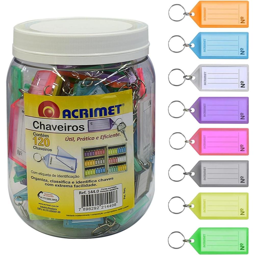 imageAcrimet Plastic Key Tag with Metal Ring and Label Window Assorted Colors 24 Pack120 pack