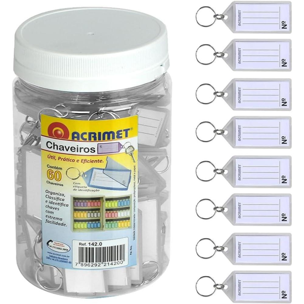 imageAcrimet Plastic Key Tag with Metal Ring and Label Window Crystal Color 60 Pack