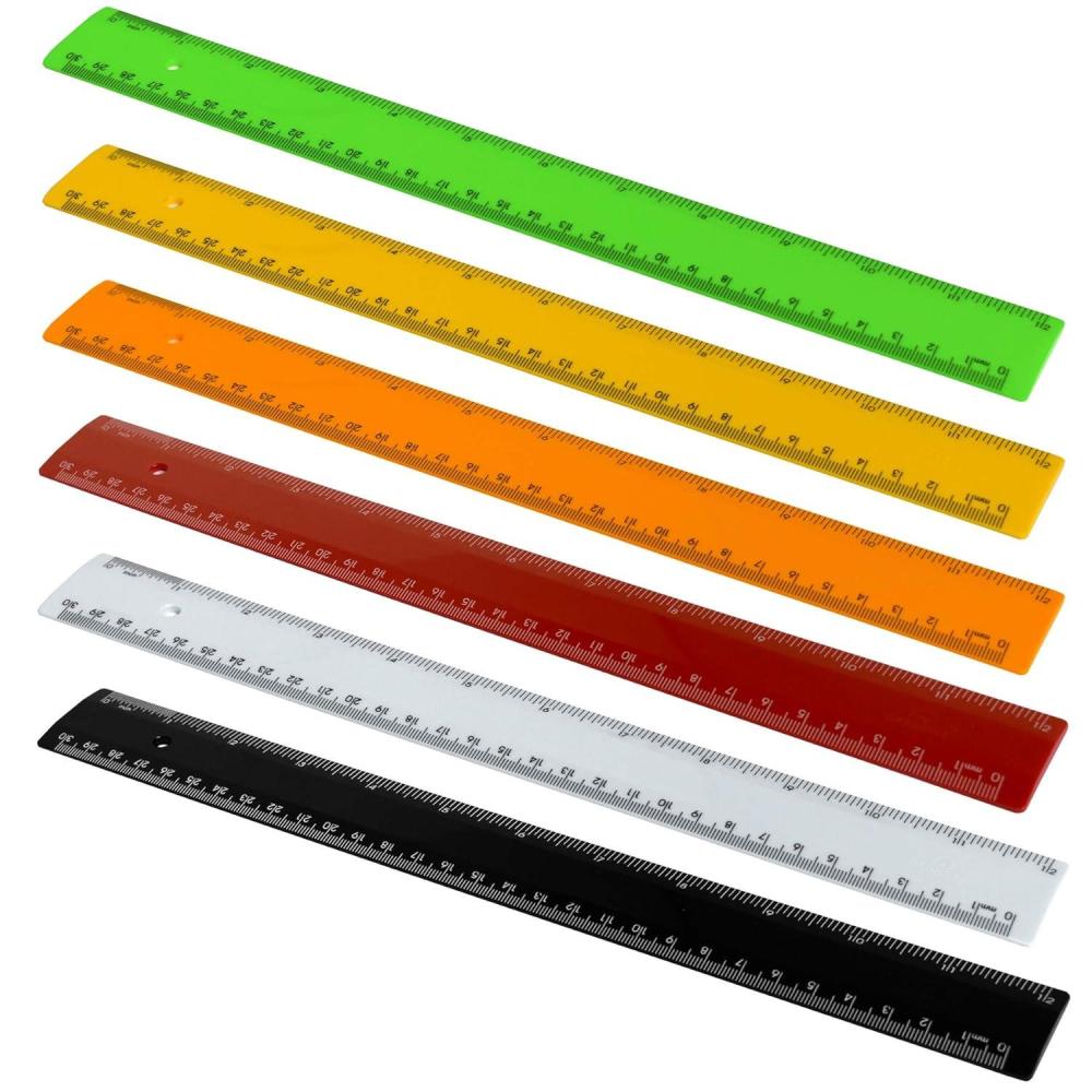 imageAcrimet Plastic Ruler 12 Inches 30 Centimeters Measuring Device Tool for Student School Office Heavy Duty Citric Assorted Color 6 Pack