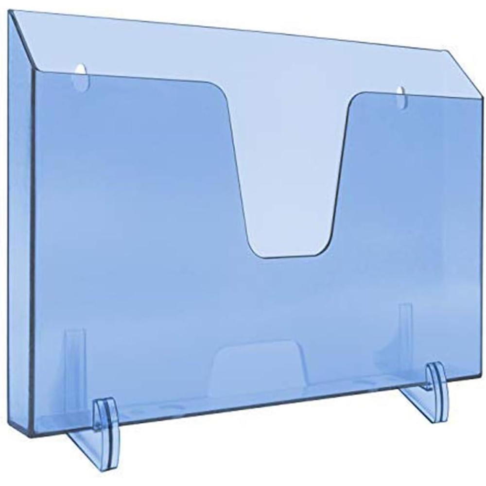 imageAcrimet Pocket File Holder Horizontal Design Brochure Display for Wall Mount or Countertop Use Removable Supports Included Letter Size Clear Blue Color