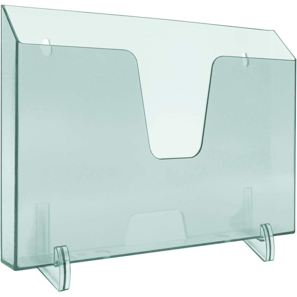 imageAcrimet Pocket File Holder Horizontal Design Brochure Display for Wall Mount or Countertop Use Removable Supports Included Letter Size Clear Green Color