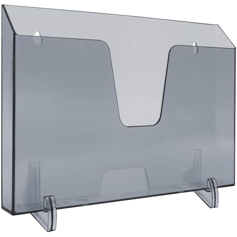 imageAcrimet Pocket File Holder Horizontal Design Brochure Display for Wall Mount or Countertop Use Removable Supports Included Letter Size Smoke Color