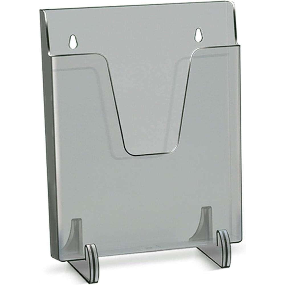 imageAcrimet Pocket File Holder Vertical Design Brochure Display for Wall Mount or Countertop Use Removable Supports Included Letter Size Smoke Color