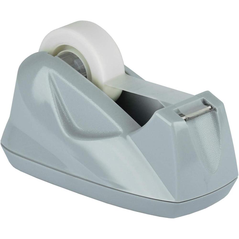 imageAcrimet Premium Desktop Tape Dispenser Plastic NonSkid Base Heavy Duty Platinum Silver Color