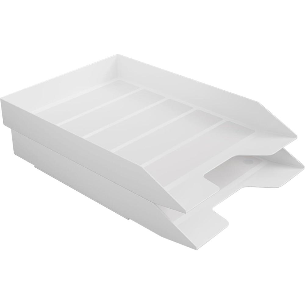 imageAcrimet Stackable Letter Tray 2 Tier Front Load Desktop File Organizer A4 Letter Size Plastic White
