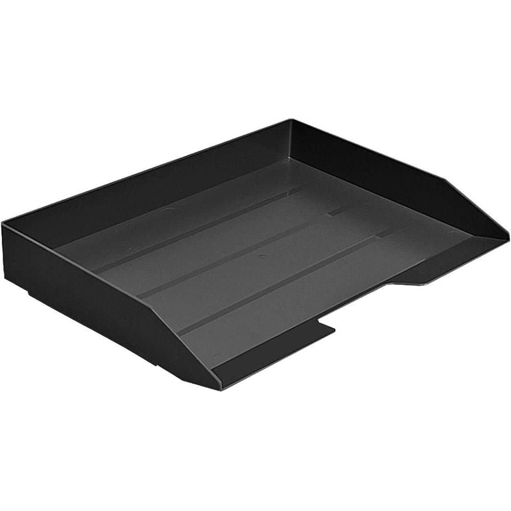 imageAcrimet Stackable Letter Tray Single Side Load Plastic Desktop File Organizer Black Color 1 Unit
