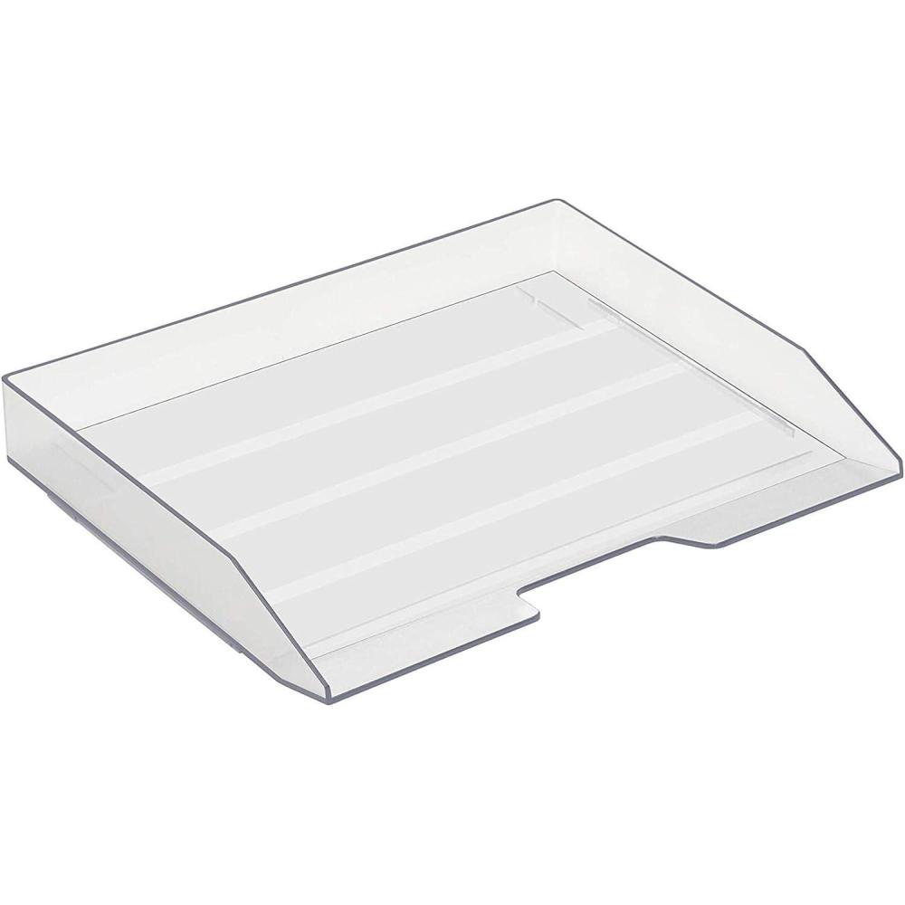 imageAcrimet Stackable Letter Tray Single Side Load Plastic Desktop File Organizer Clear Crystal Color 1 Unit