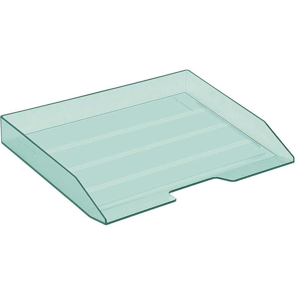 imageAcrimet Stackable Letter Tray Single Side Load Plastic Desktop File Organizer Clear Green Color 1 Unit